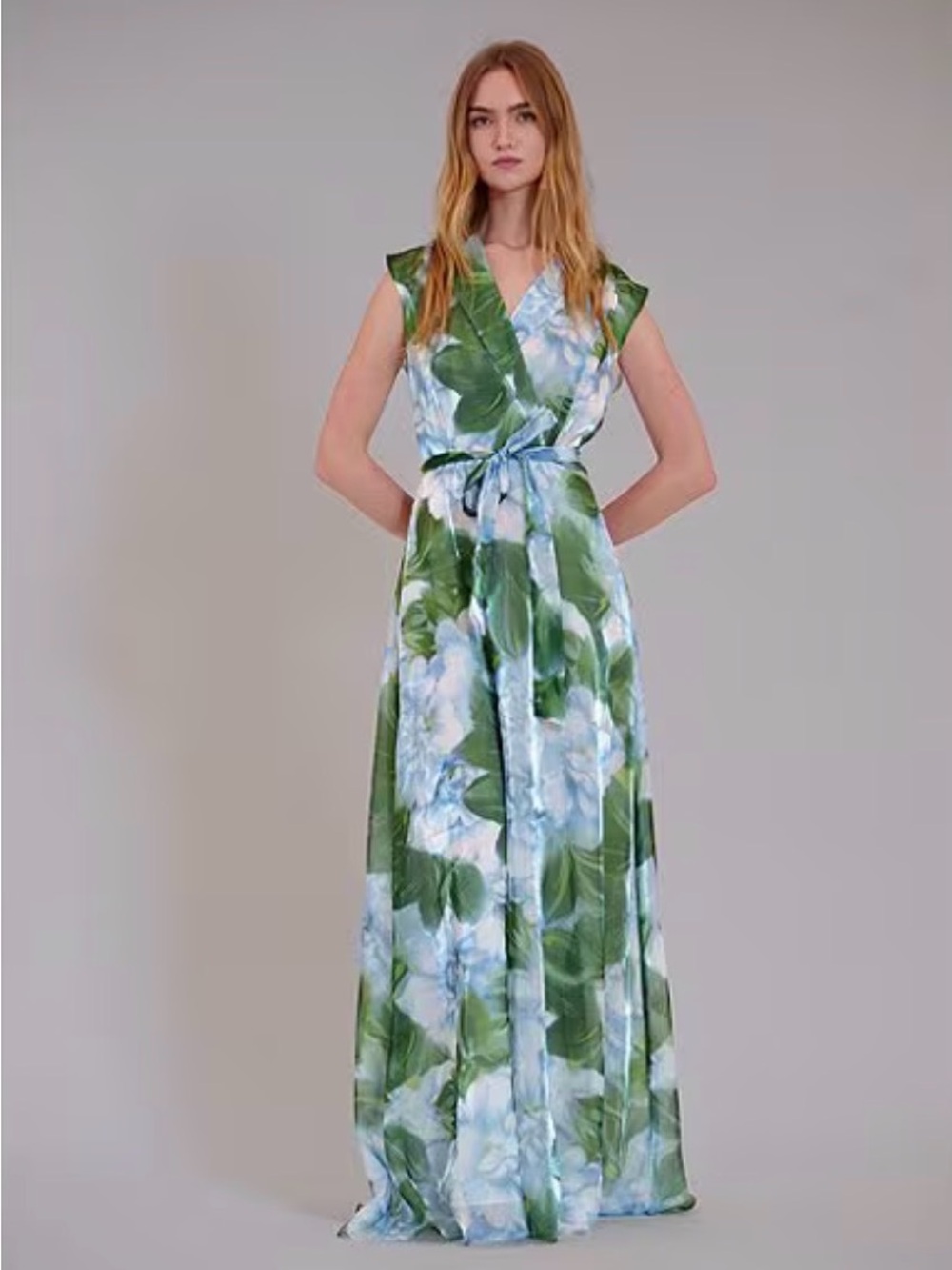 julia jordan Blue and Green Floral Wrap Maxi Dress - Picture 3 of 5